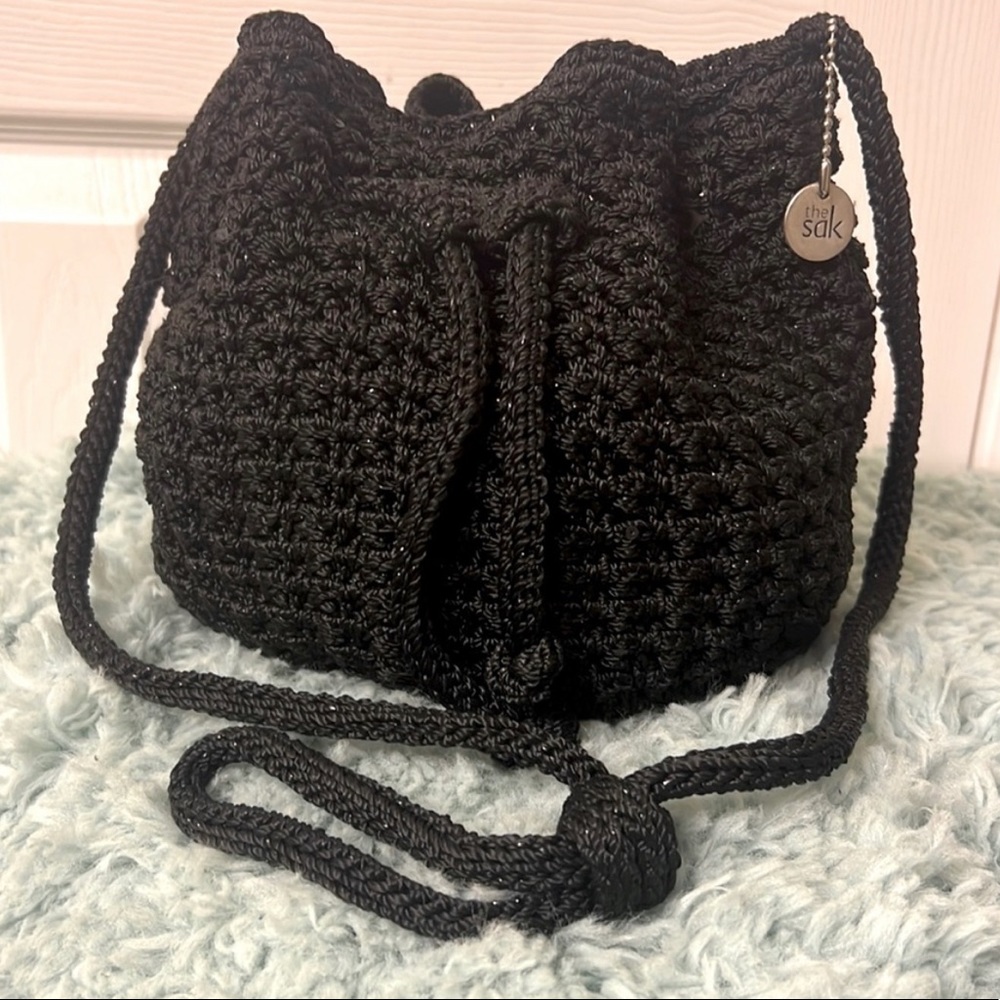 The Sak Black Sequin Ivy Drawstring Bucket Bag - image 1
